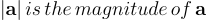 |\mathbf a | \, is \, the \, magnitude \, of  \, \mathbf a \